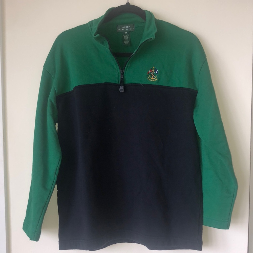 Ralph Lauren Color Block Quarter Zip Navy Blue and Green